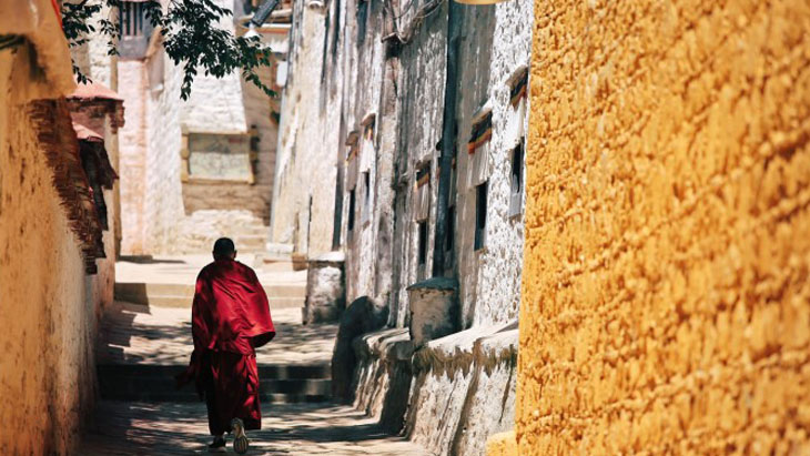 Tibetan Lama in the Monastery