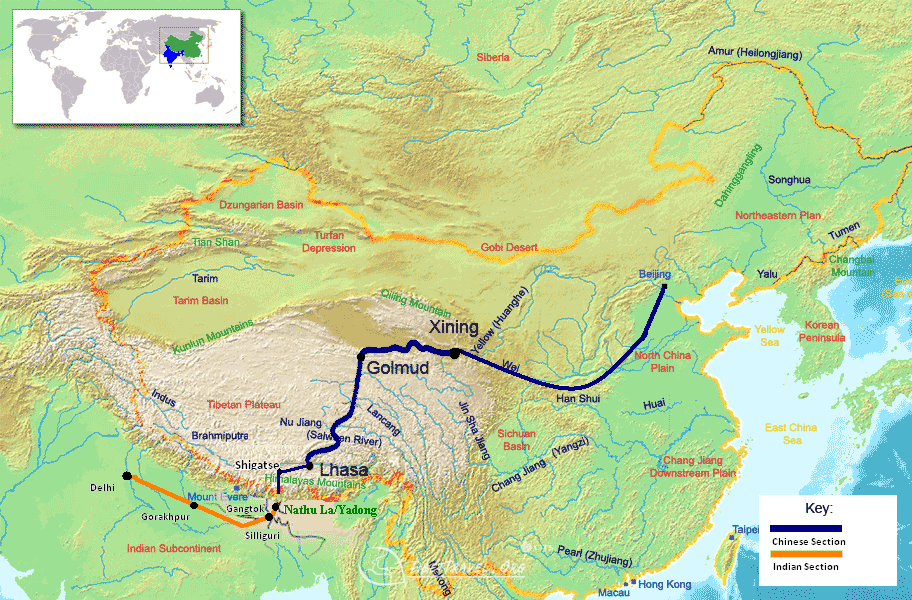 Map of Tibet Railway