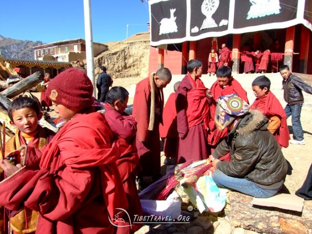 Tibetan monks and people
