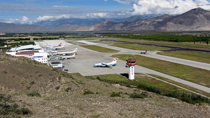 Image result for China  India six fully operational dual-use airbases facing India at Lhasa Gonggar, Nyingchi, Qamdo, Hoping, Ngari Gunsa, and Shigatse,"