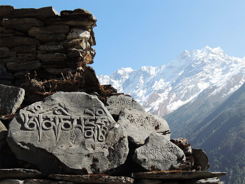 Tibetan rock carving pieces are sacred items