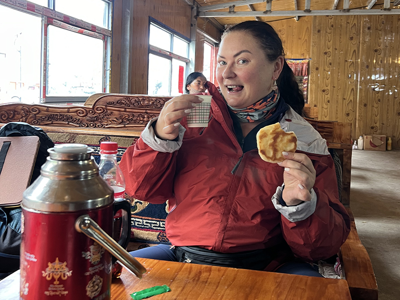 Enjoy a cup of hot Tibetan tea at a local guesthouse during the kora Local Teahouse offers Hot Tea