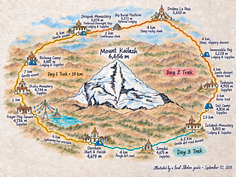 Detailed Route Map of Mount Kailash Kora Mount Kaialsh Kora Route Map