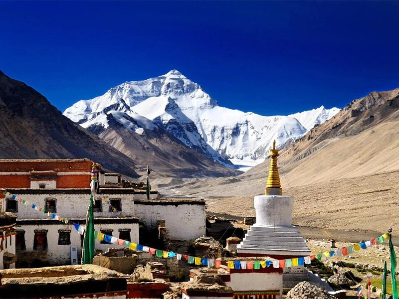 Rongbuk Monastery Everest View View of Mount Everest from Rongbuk Monastery