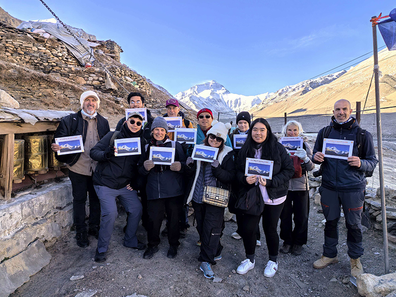 Rongbuk Monastery Everest Base Camp Tour Travelers visiting Rongbuk Monastery, a highlight stop on the Everest Base Camp tour in Tibet