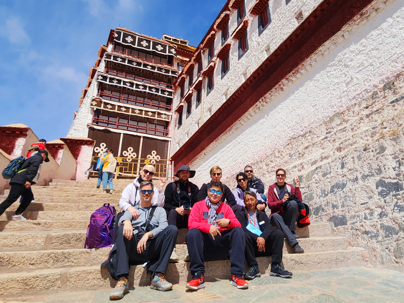 Comfortable walking shoes for Visiting Potala Palace in Lhasa Wearing comfortable walking shoes for climbing the Potala Palace