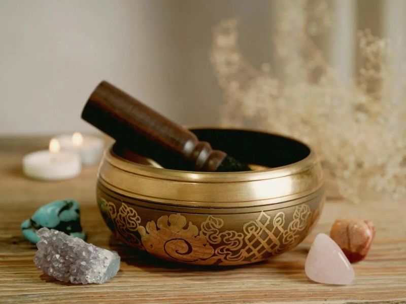 golden Tibetan prayer bowl
