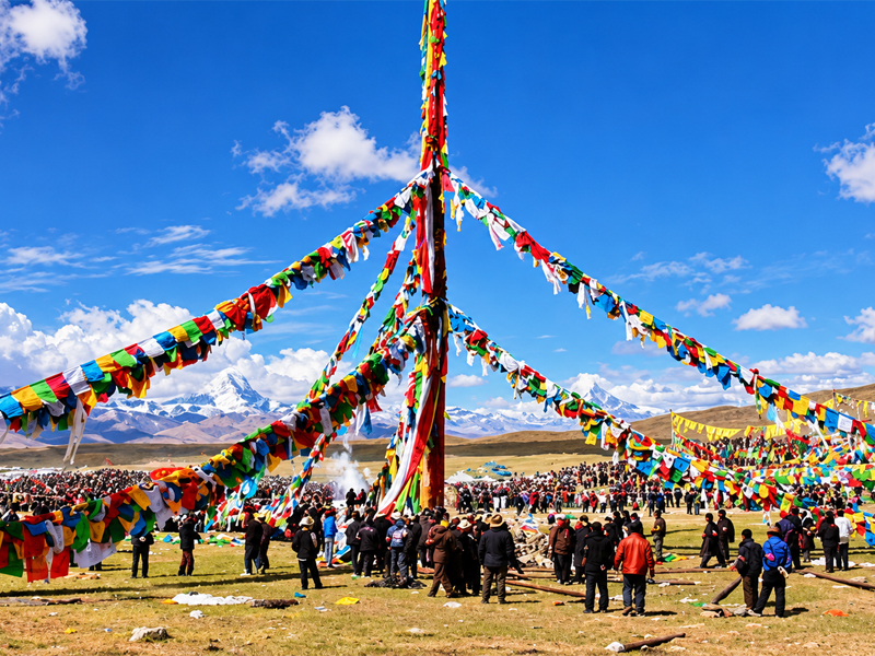 Tarboche Prayer Pole at the Saga Dawa Festival Tarboche prayer pole during the Saga Dawa Festival at Mount Kailash