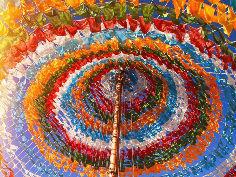 Darchog Vertical Prayer Flags in Tibet Colorful Tibetan Darchog prayer flags attached to a vertical pole
